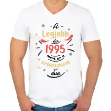 PRINTFASHION A legjobb év - Évszámmal - Férfi V-nyakú póló - Fehér férfi póló