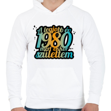 PRINTFASHION A legjobb év, mert - Évszámmal - Férfi kapucnis pulóver - Fehér férfi pulóver, kardigán