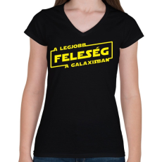 PRINTFASHION A legjobb feleség a galaxisban - Női V-nyakú póló - Fekete