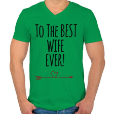 PRINTFASHION A legjobb feleségnek! - Férfi V-nyakú póló - Zöld férfi póló