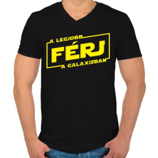 PRINTFASHION A legjobb férj a galaxisban - Férfi V-nyakú póló - Fekete