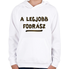 PRINTFASHION A legjobb fodrász - Gyerek kapucnis pulóver - Fehér