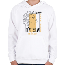 PRINTFASHION A legjobb fodrász - Hónappal (fekete) - Gyerek kapucnis pulóver - Fehér