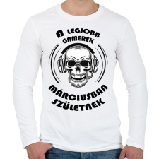 PRINTFASHION A legjobb Gamerek márciusban születnek - Férfi hosszú ujjú póló - Fehér férfi póló