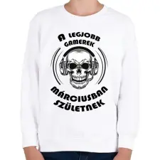 PRINTFASHION A legjobb Gamerek márciusban születnek - Gyerek pulóver - Fehér gyerek pulóver, kardigán