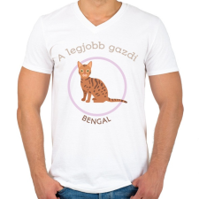 PRINTFASHION A legjobb gazdi - Bengal - Férfi V-nyakú póló - Fehér férfi póló