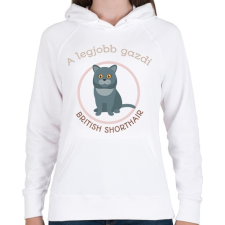 PRINTFASHION A legjobb gazdi - British shorthair - Női kapucnis pulóver - Fehér női pulóver, kardigán