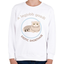 PRINTFASHION A legjobb gazdi - Exotic shorthair - Gyerek pulóver - Fehér gyerek pulóver, kardigán