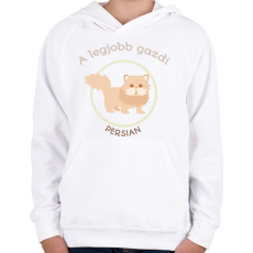 PRINTFASHION A legjobb gazdi - Persian - Gyerek kapucnis pulóver - Fehér
