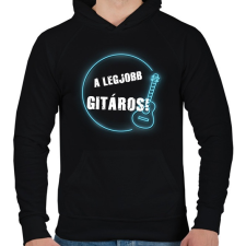 PRINTFASHION A legjobb gitáros - Férfi kapucnis pulóver - Fekete férfi pulóver, kardigán
