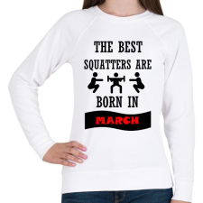 PRINTFASHION A legjobb guggolók márciusban születnek - Női pulóver - Fehér női pulóver, kardigán