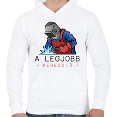 PRINTFASHION A legjobb hegesztő - Férfi kapucnis pulóver - Fehér