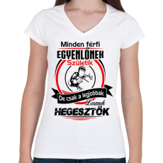 PRINTFASHION A legjobb hegesztők - Női V-nyakú póló - Fehér