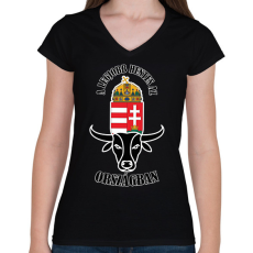 PRINTFASHION A legjobb hentes az országban - Női V-nyakú póló - Fekete