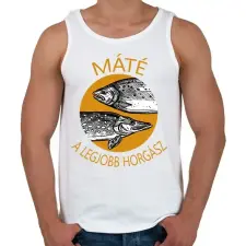 PRINTFASHION A legjobb horgász - névvel - Férfi atléta - Fehér atléta, trikó