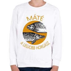 PRINTFASHION A legjobb horgász - névvel - Gyerek pulóver - Fehér
