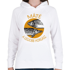 PRINTFASHION A legjobb horgász - névvel - Női kapucnis pulóver - Fehér női pulóver, kardigán