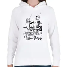 PRINTFASHION A legjobb horgász - Női kapucnis pulóver - Fehér női pulóver, kardigán