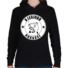 PRINTFASHION A legjobb horgász  - Női kapucnis pulóver - Fekete női pulóver, kardigán