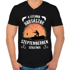 PRINTFASHION a legjobb horgászok - Férfi V-nyakú póló - Fekete férfi póló
