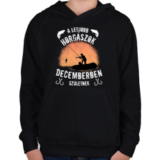 PRINTFASHION a legjobb horgászok - Gyerek kapucnis pulóver - Fekete