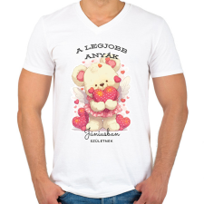 PRINTFASHION A legjobb Júniusi Anya szülinap - Férfi V-nyakú póló - Fehér férfi póló