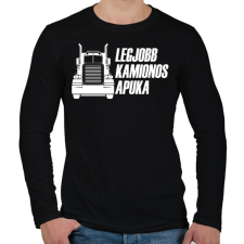 PRINTFASHION A legjobb kamionos apuka - Férfi hosszú ujjú póló - Fekete férfi póló