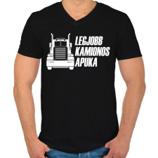 PRINTFASHION A legjobb kamionos apuka - Férfi V-nyakú póló - Fekete férfi póló