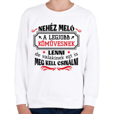 PRINTFASHION A legjobb kőművesnek lenni - Gyerek pulóver - Fehér