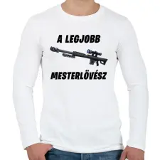 PRINTFASHION A legjobb mesterlövész - Fortnite (Fekete) - Férfi hosszú ujjú póló - Fehér férfi póló