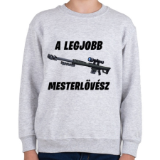 PRINTFASHION A legjobb mesterlövész - Fortnite (Fekete) - Gyerek pulóver - Sport szürke gyerek pulóver, kardigán