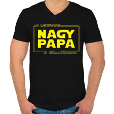 PRINTFASHION A legjobb nagypapa a galaxisban - Férfi V-nyakú póló - Fekete férfi póló