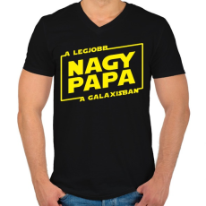 PRINTFASHION A legjobb nagypapa a galaxisban - Férfi V-nyakú póló - Fekete