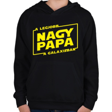 PRINTFASHION A legjobb nagypapa a galaxisban - Gyerek kapucnis pulóver - Fekete