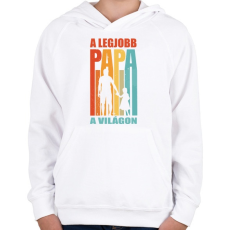PRINTFASHION A legjobb papa a világon - Gyerek kapucnis pulóver - Fehér