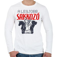 PRINTFASHION A legjobb sakkjátékos - Férfi hosszú ujjú póló - Fehér férfi póló