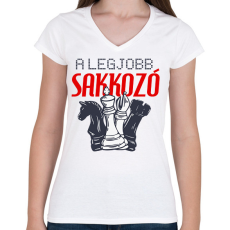 PRINTFASHION A legjobb sakkjátékos - Női V-nyakú póló - Fehér