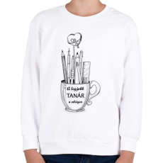 PRINTFASHION A legjobb tanár a világon - Bögrés - Gyerek pulóver - Fehér