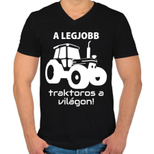PRINTFASHION A legjobb traktoros a világon! - Férfi V-nyakú póló - Fekete férfi póló
