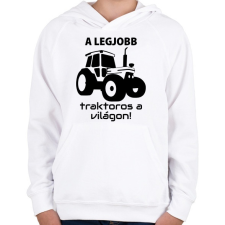 PRINTFASHION A legjobb traktoros a világon! - Gyerek kapucnis pulóver - Fehér gyerek pulóver, kardigán