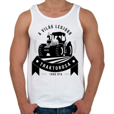 PRINTFASHION A legjobb traktoros! - Férfi atléta - Fehér