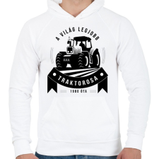 PRINTFASHION A legjobb traktoros! - Férfi kapucnis pulóver - Fehér férfi pulóver, kardigán