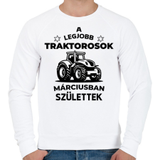 PRINTFASHION A legjobb traktorosok márciusban születnek - Férfi pulóver - Fehér férfi pulóver, kardigán