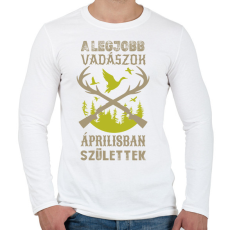 PRINTFASHION A legjobb vadászok áprilisban születtek - Férfi hosszú ujjú póló - Fehér