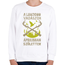 PRINTFASHION A legjobb vadászok áprilisban születtek - Gyerek pulóver - Fehér gyerek pulóver, kardigán