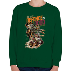 PRINTFASHION A legjobb védekezés a támadás - Gyerek pulóver - Sötétzöld
