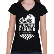 PRINTFASHION A legmenőbb farmer - Női V-nyakú póló - Fekete női póló