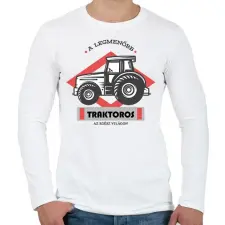 PRINTFASHION A legmenőbb traktoros - Férfi hosszú ujjú póló - Fehér férfi póló