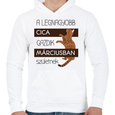 PRINTFASHION A legnagyobb cica gazdi - hónappal - Férfi kapucnis pulóver - Fehér női pulóver, kardigán