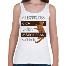 PRINTFASHION A legnagyobb cica gazdi - hónappal - Női atléta - Fehér